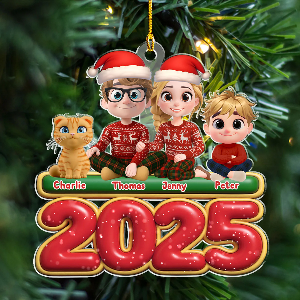We And Our Kids Cat Version - Personalized Custom Acrylic Ornament - Image 2