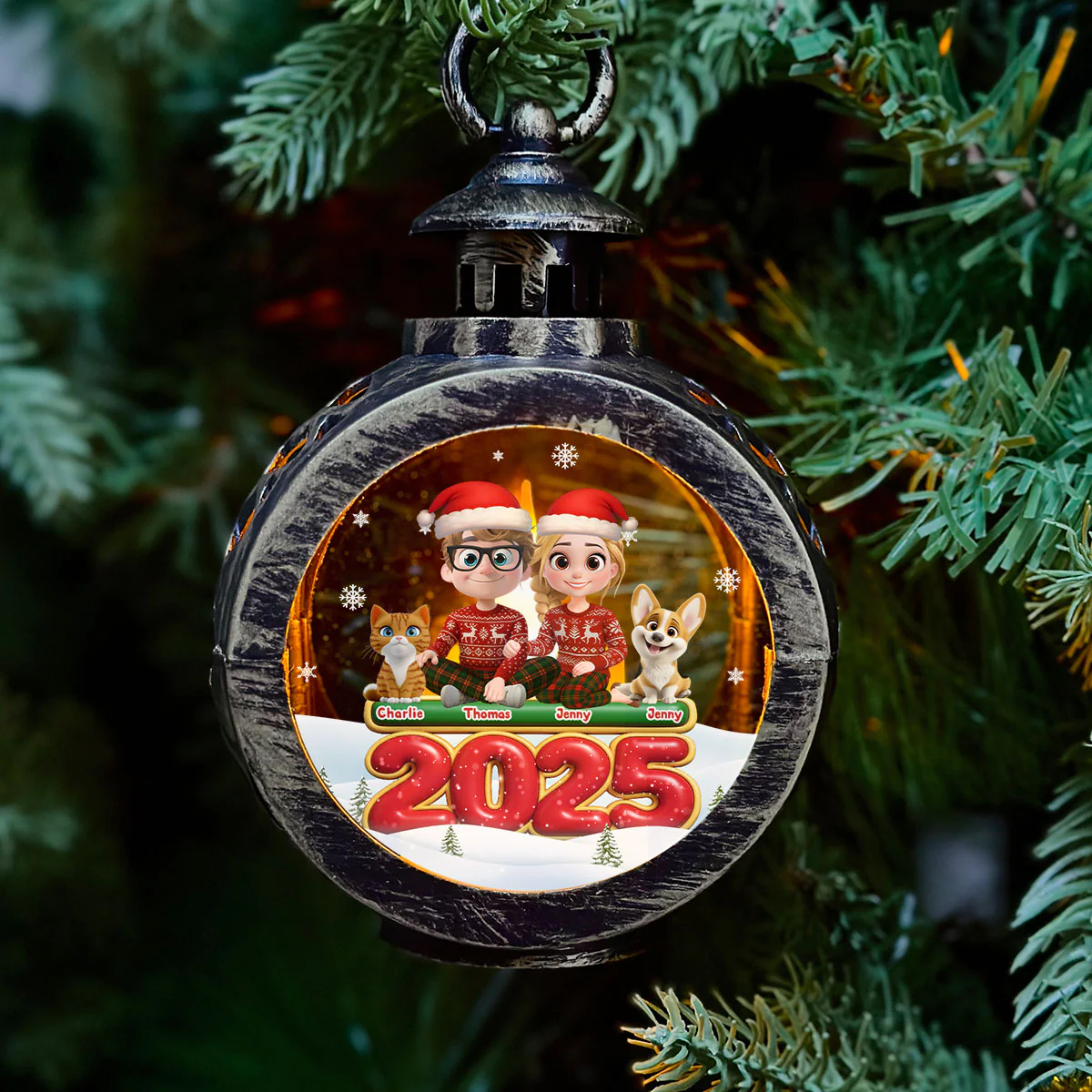 We And Our Pet - Personalized Custom Christmas Lantern - Image 2