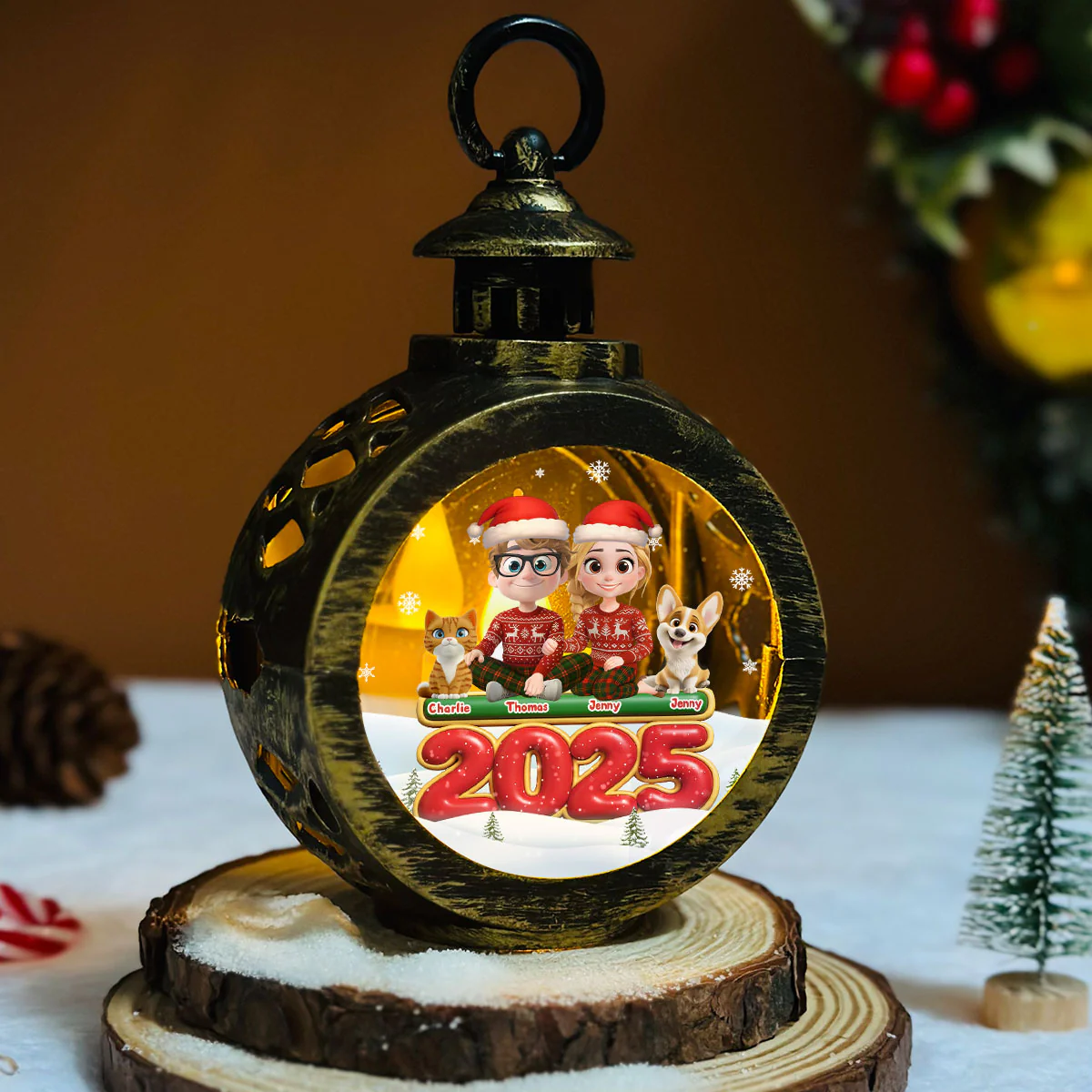 We And Our Pet - Personalized Custom Christmas Lantern - Image 5