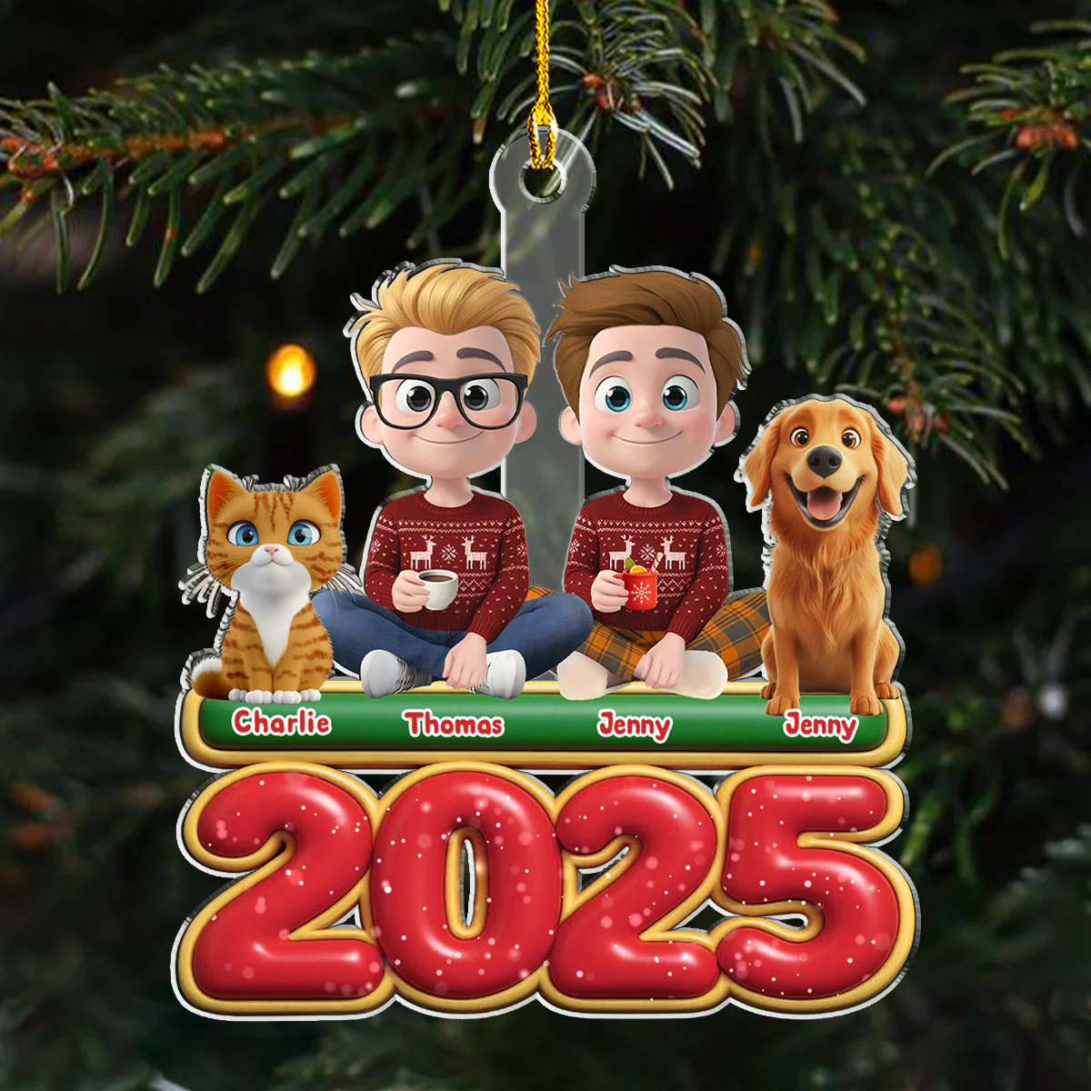 We And Our Pet Version 2 - Personalized Custom Acrylic Ornament - Image 4