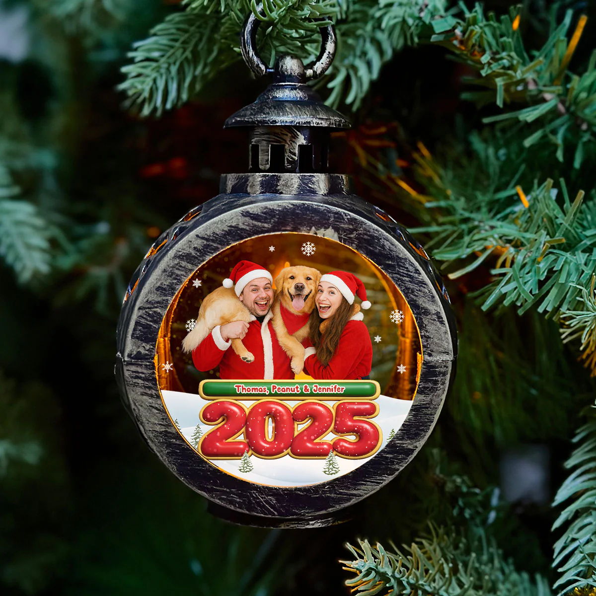 We And Our Pet Photo - Personalized Custom Christmas Lantern - Image 2