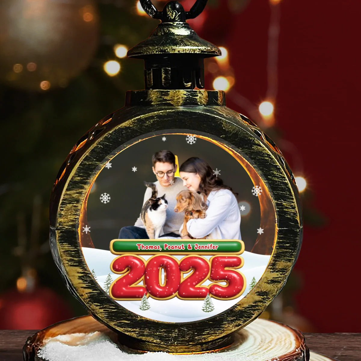 We And Our Pet Photo - Personalized Custom Christmas Lantern - Image 7