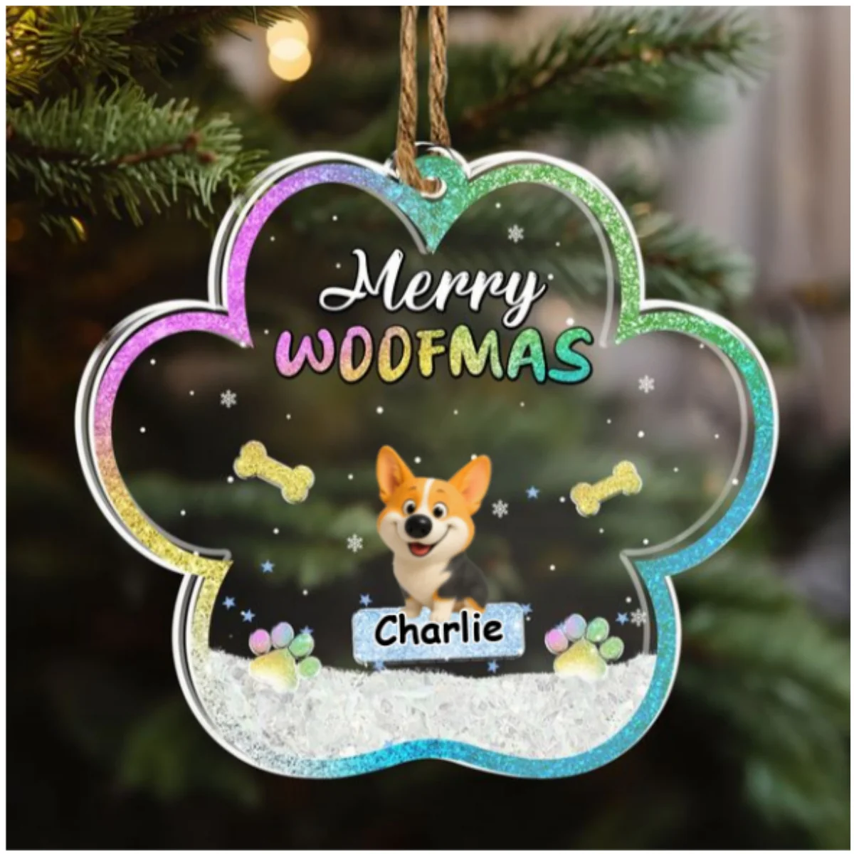 We And Snow - Personalized Custom Acrylic Shaker Ornament - Image 6
