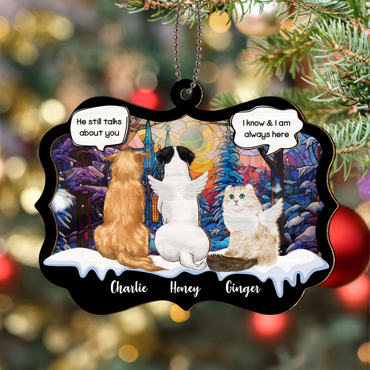 We Are Always Here - Personalized Custom Suncatcher Ornament - Image 3
