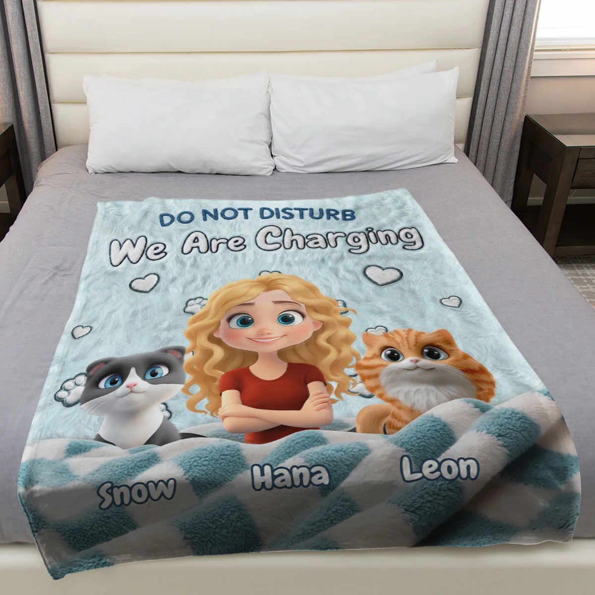 We Are Charging Cat Version - Personalized Custom Fleece Blanket - Image 3