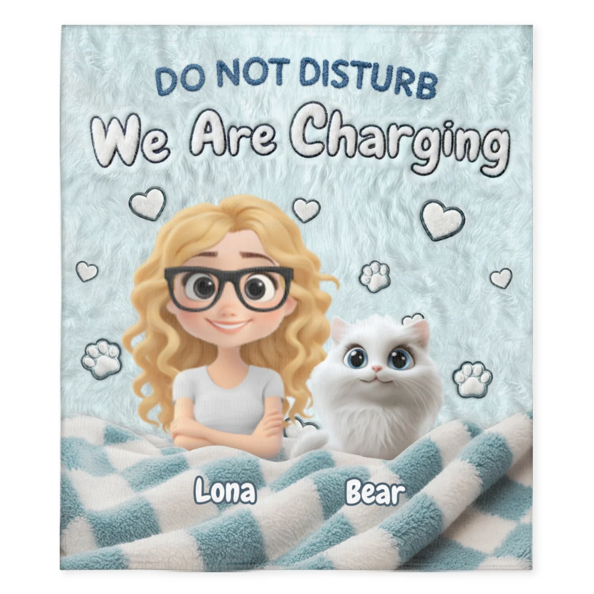 We Are Charging Cat Version - Personalized Custom Fleece Blanket - Image 5