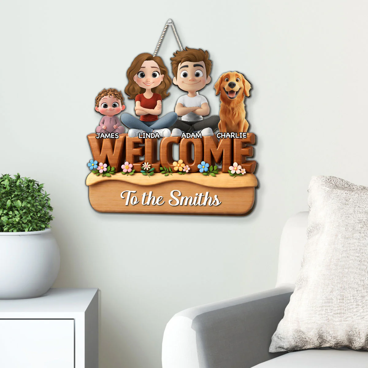 We Are Nice Here - Personalized Custom 3D Effect Wood Sign - Image 3