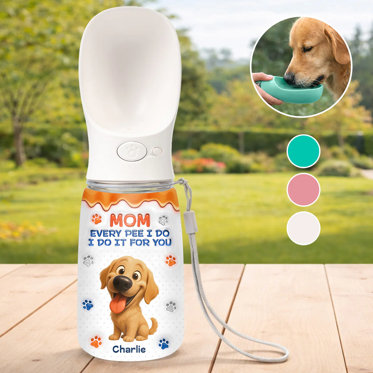 We Do It For You - Personalized Custom Pet Water Bottle With Drinking Feeder