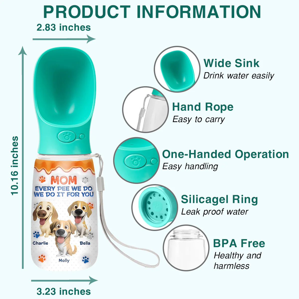 We Do It For You - Personalized Custom Pet Water Bottle With Drinking Feeder - Image 5
