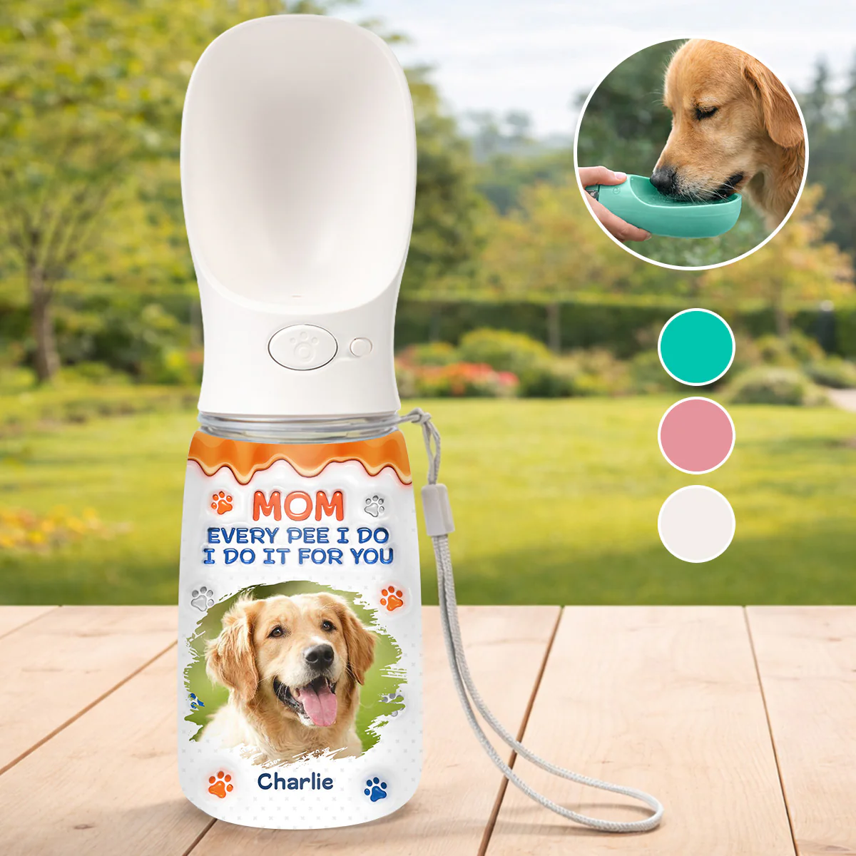We Do It For You Photo - Personalized Custom Pet Water Bottle With Drinking Feeder