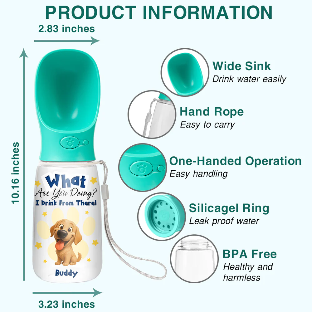 We Drink From There - Personalized Custom Pet Water Bottle With Drinking Feeder - Image 5