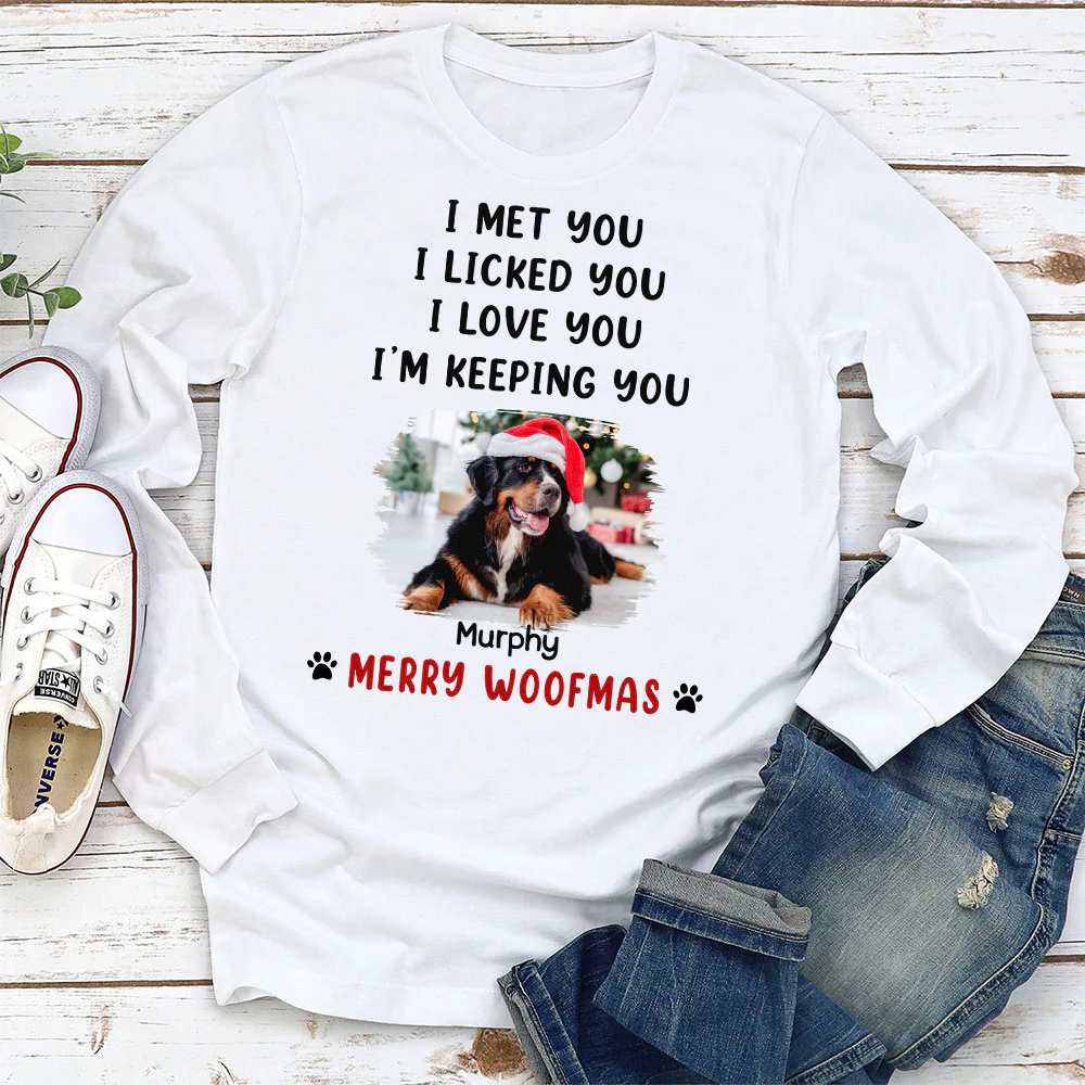 We Licked And Love You Ver Christmas Photo - Personalized Custom Long Sleeve T-Shirt