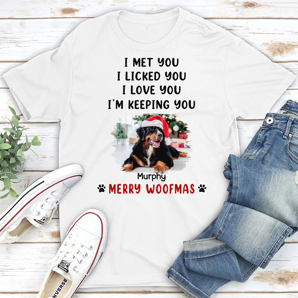 We Licked And Love You Ver Christmas Photo - Personalized Custom Unisex T-Shirt