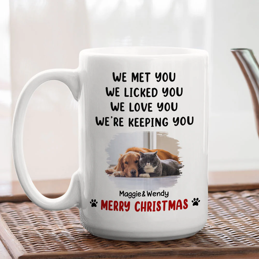 We Licked And Love You Ver Pet Christmas Photo - Personalized Custom Coffee Mug - Image 4