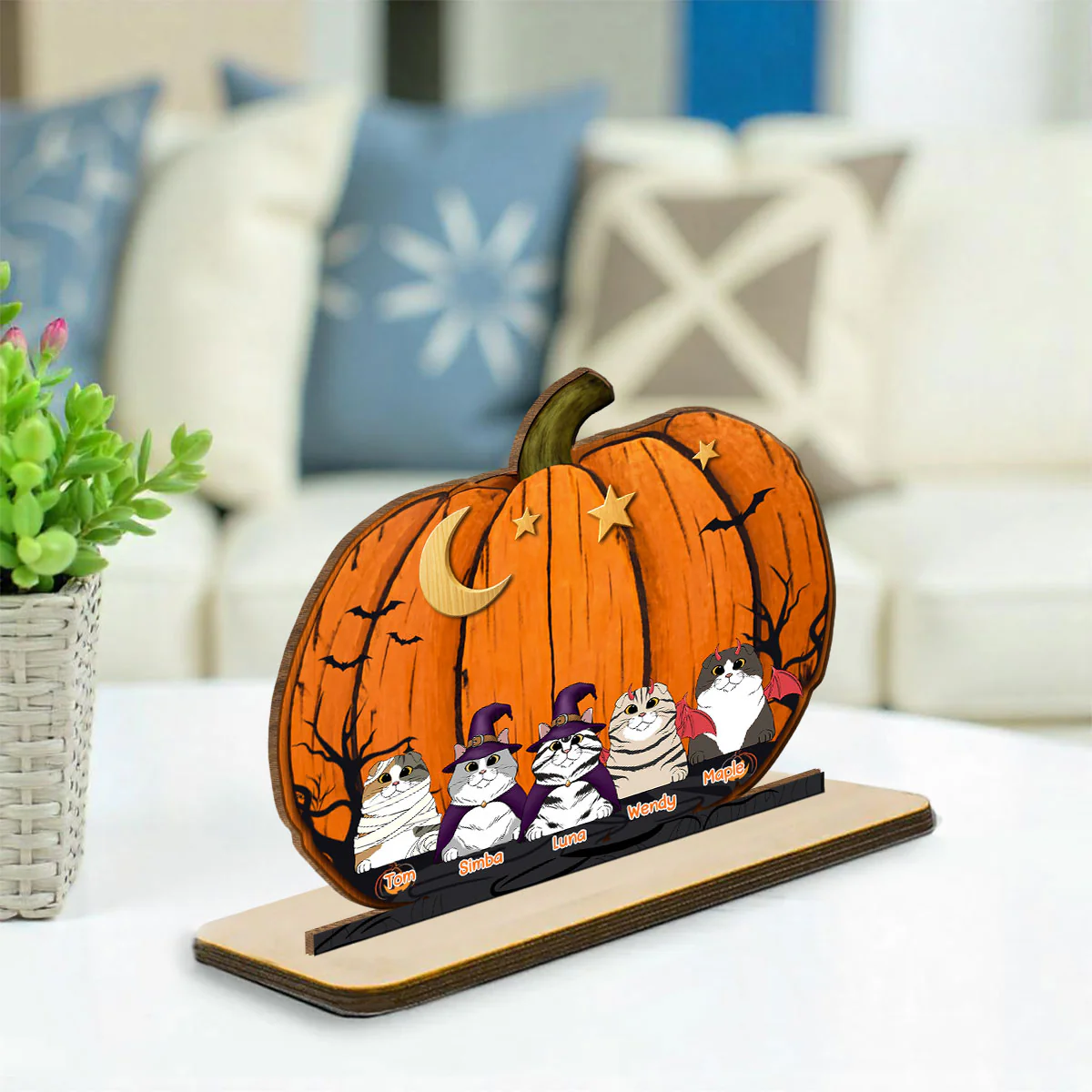 We Like Pumpkins - Personalized Custom 2-Layer Wood Plaque With Flat Base - Image 4