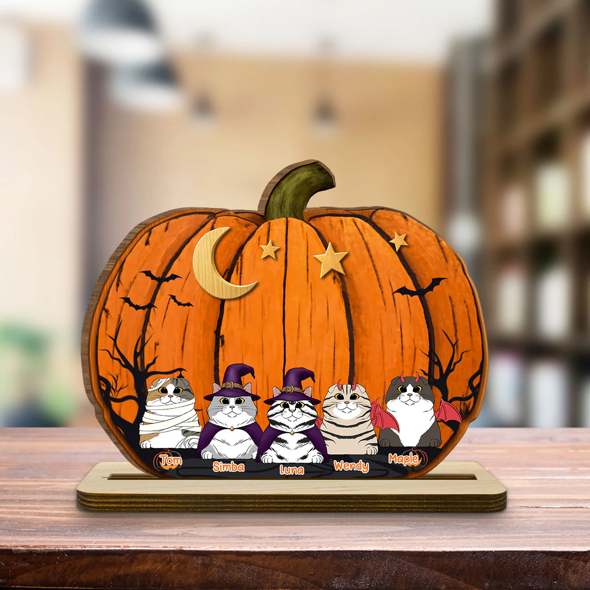 We Like Pumpkins - Personalized Custom 2-Layer Wood Plaque With Flat Base - Image 5