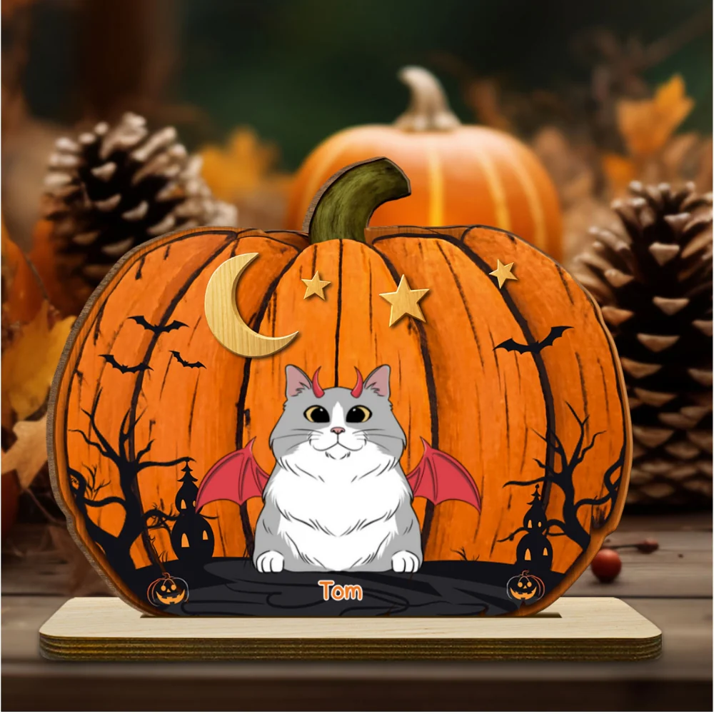 We Like Pumpkins - Personalized Custom 2-Layer Wood Plaque With Flat Base - Image 7