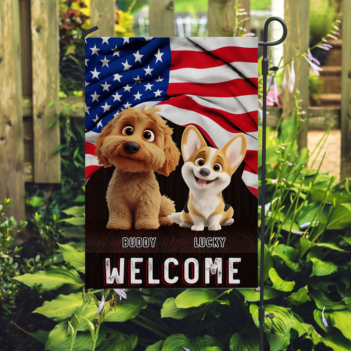 Welcome Cartoon - Personalized Custom Flag - Image 3