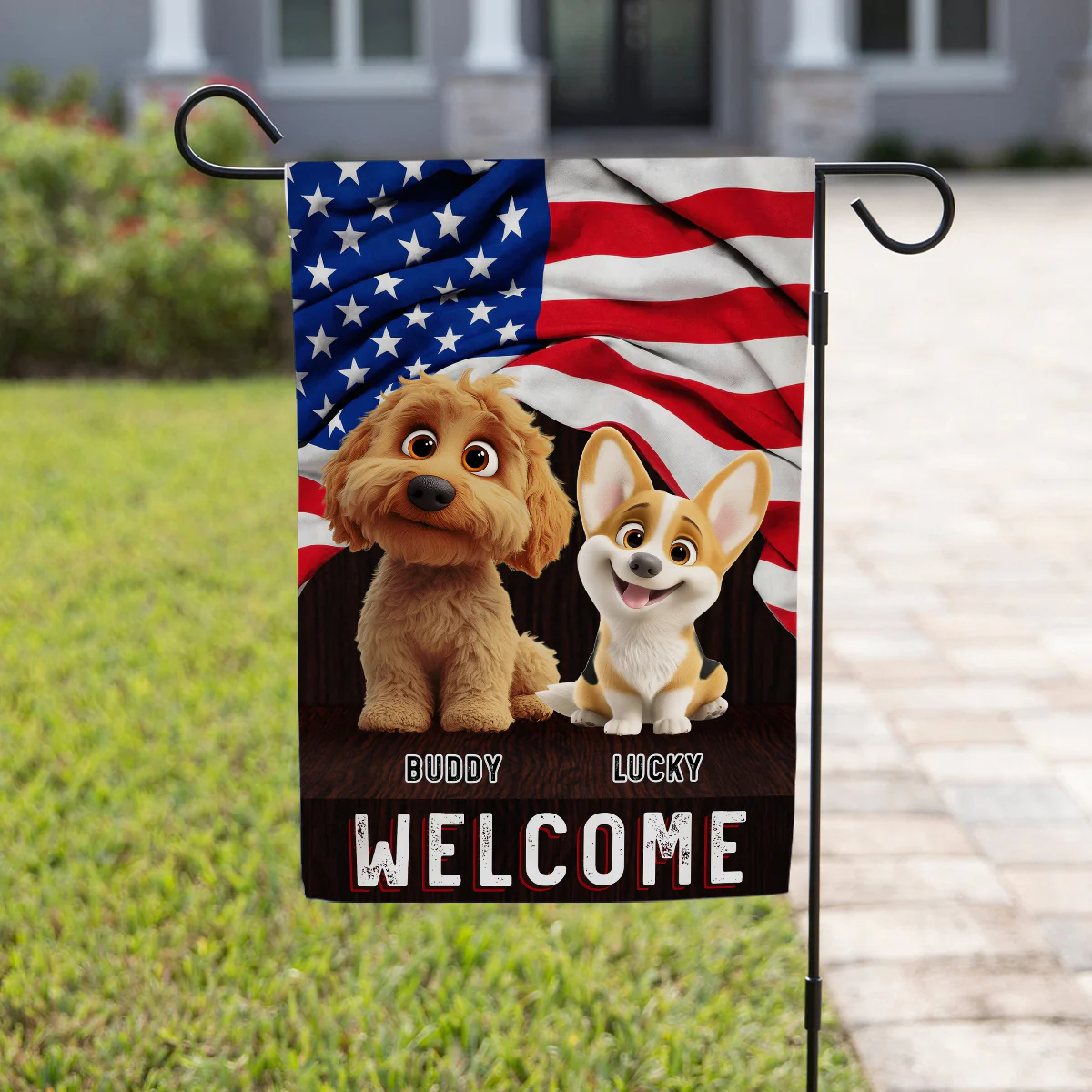 Welcome Cartoon - Personalized Custom Flag - Image 4