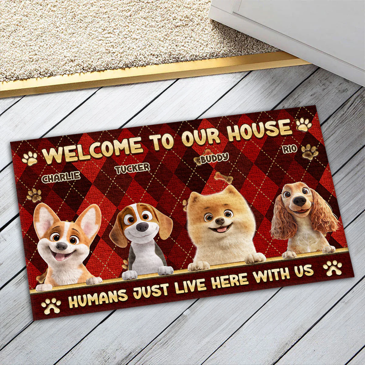 Welcome My Human - Personalized Custom Doormat - Image 4