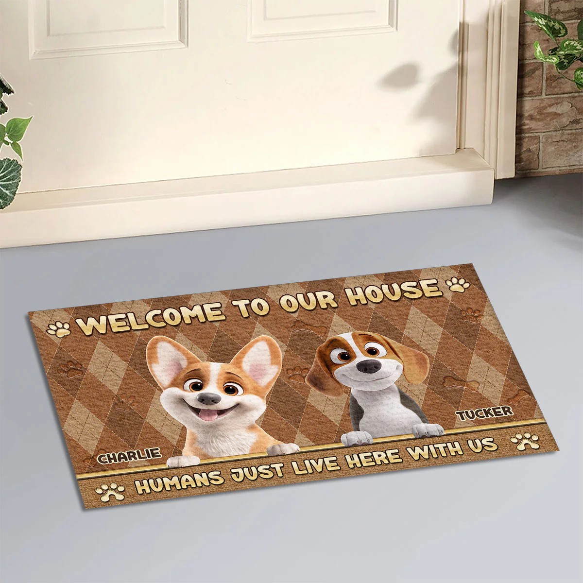 Welcome My Human - Personalized Custom Doormat - Image 5