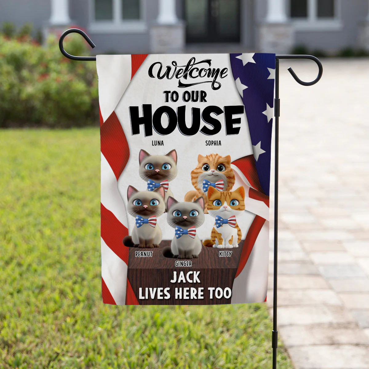 Welcome To American Cat House - Personalized Custom Flag - Image 5