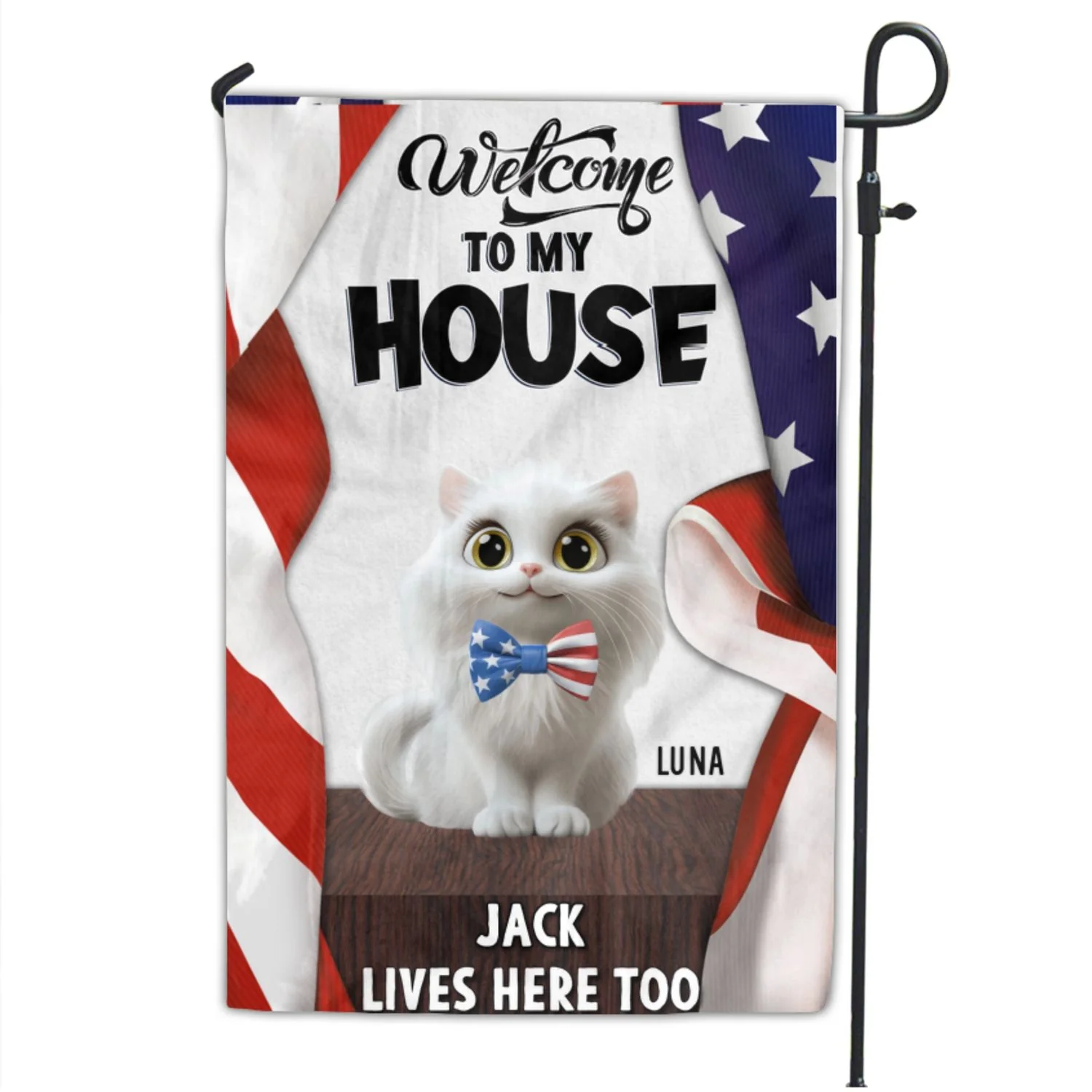 Welcome To American Cat House - Personalized Custom Flag - Image 7