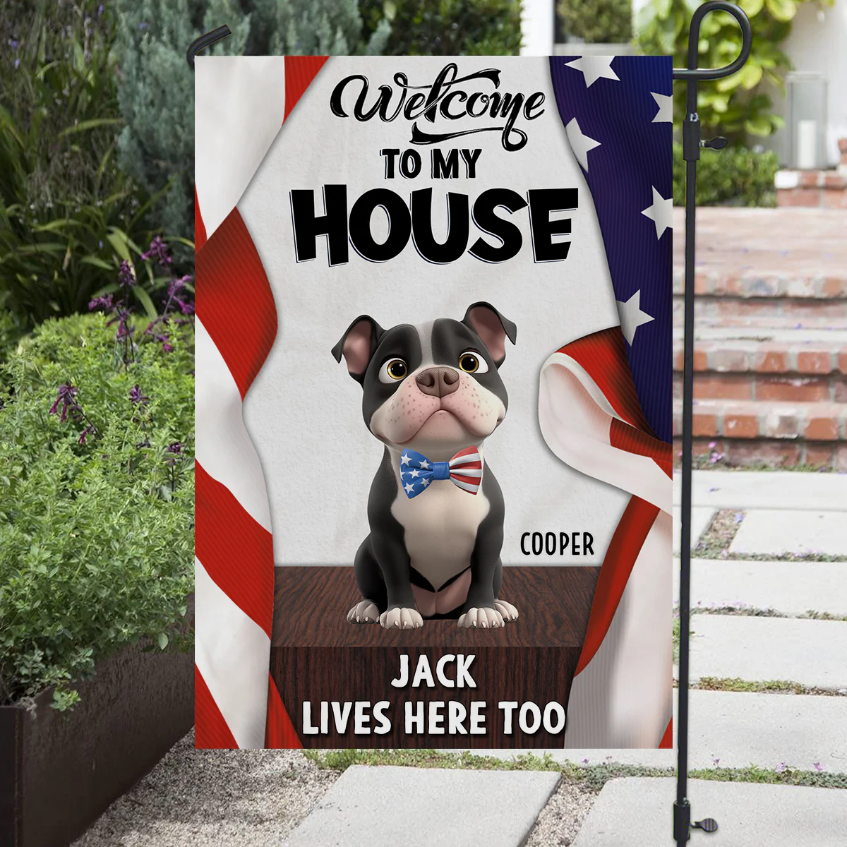 Welcome To American Pet House - Personalized Custom Flag - Image 3