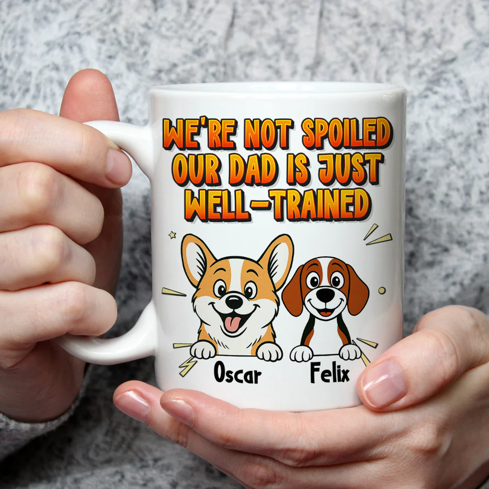 Well Trained Comic Retro Dogs - Personalized Custom Coffee Mug - Image 3