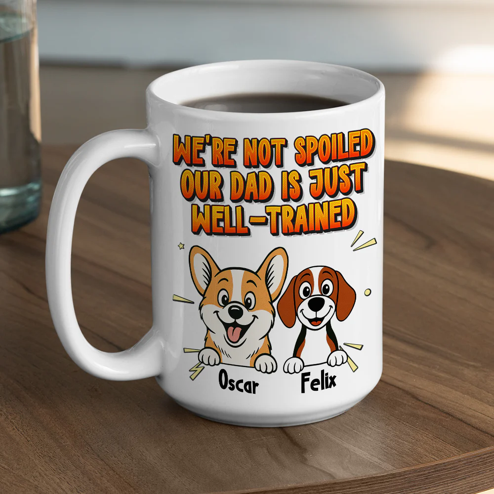 Well Trained Comic Retro Dogs - Personalized Custom Coffee Mug - Image 5