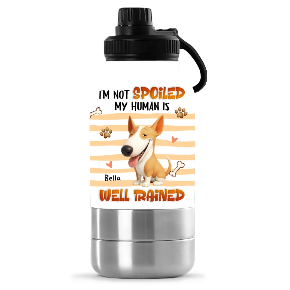 Well Trained - Personalized Custom 30oz Water Bottle With Pet Bowl - Image 7