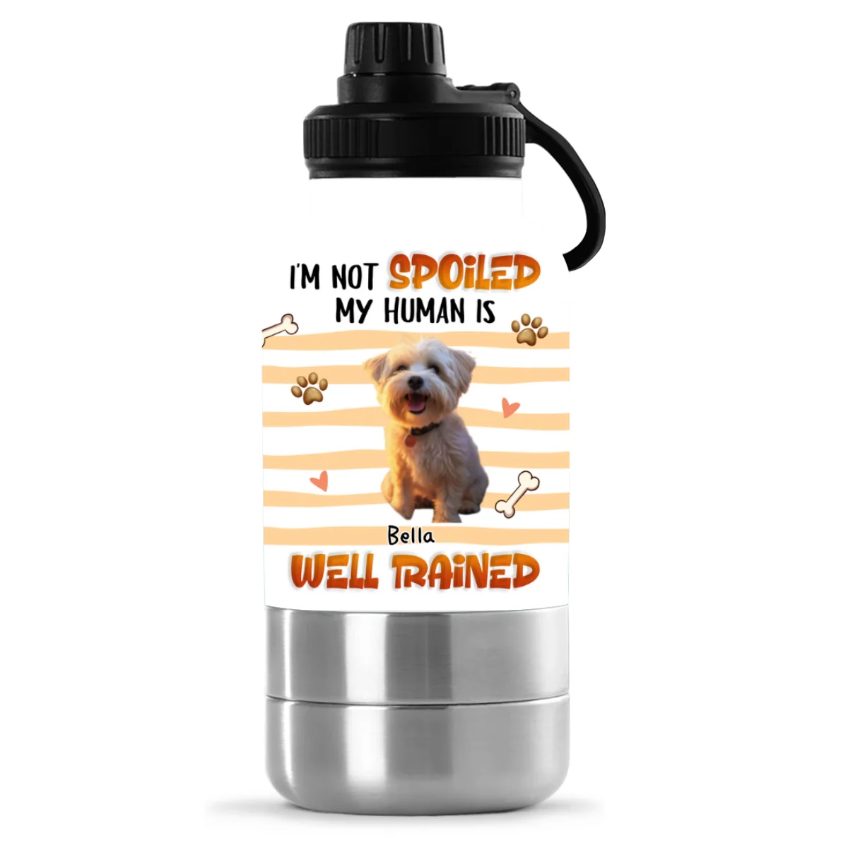 Well Trained Photo - Personalized Custom 30oz Water Bottle With Pet Bowl - Image 7