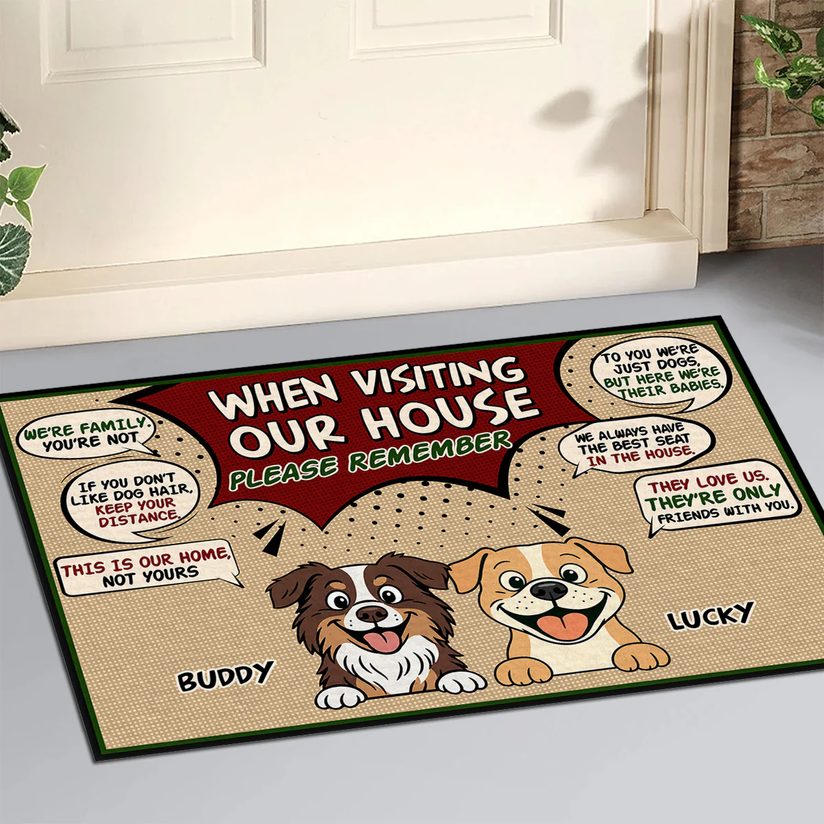 When Visit Dog House Retro Ver 2 - Personalized Custom Doormat - Image 2