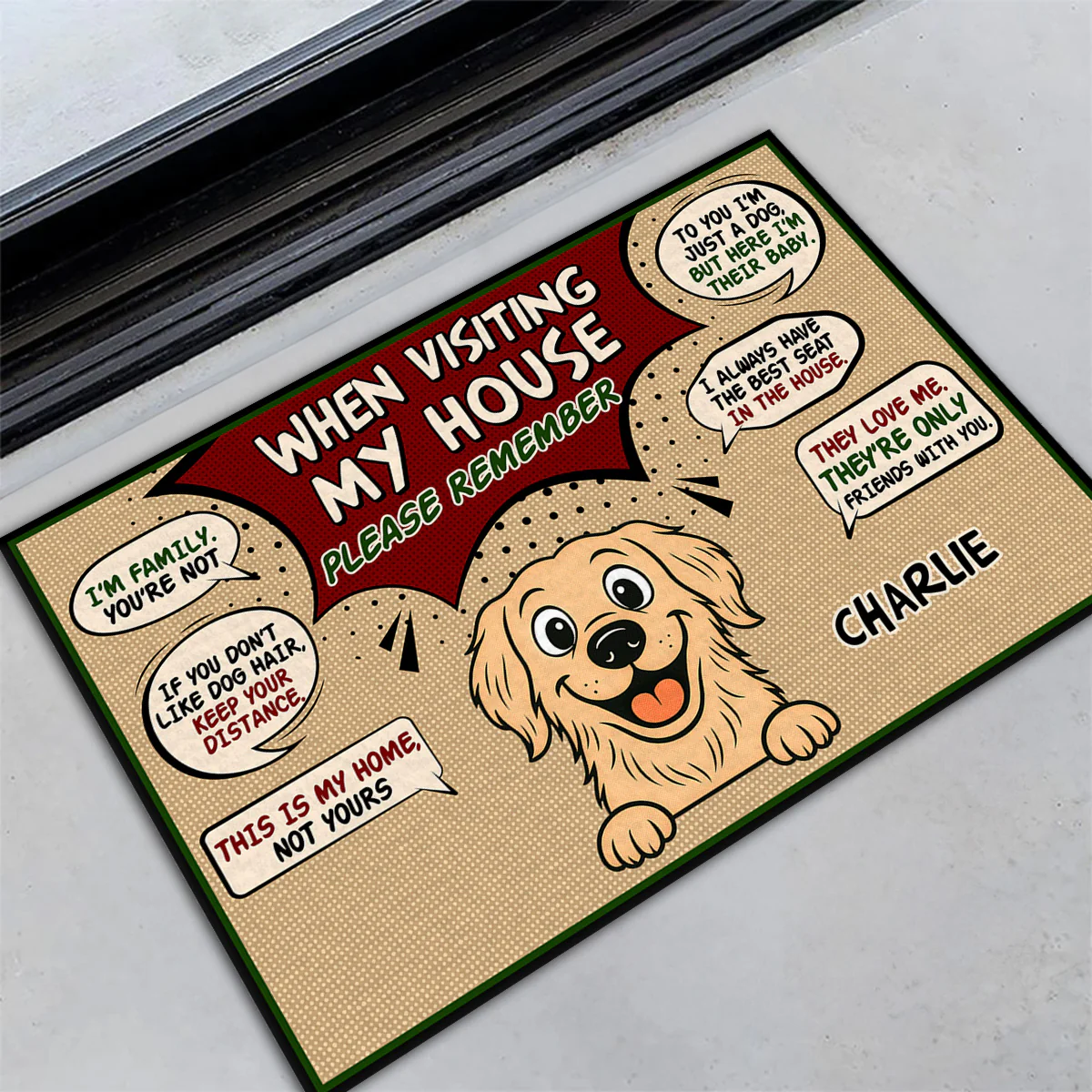 When Visit Dog House Retro Ver 2 - Personalized Custom Doormat - Image 3