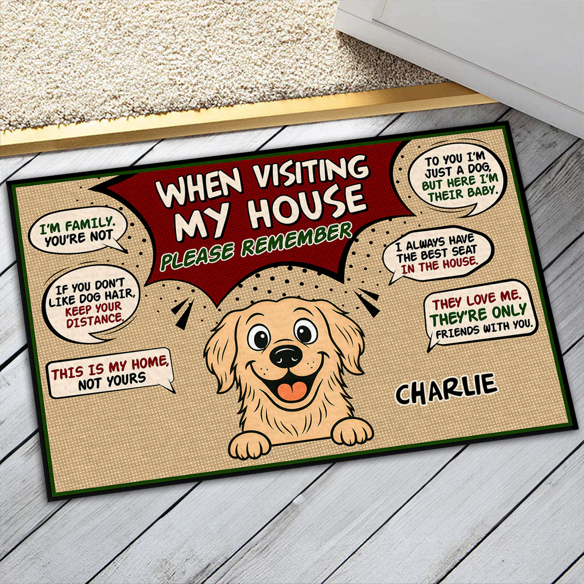 When Visit Dog House Retro Ver 2 - Personalized Custom Doormat - Image 5