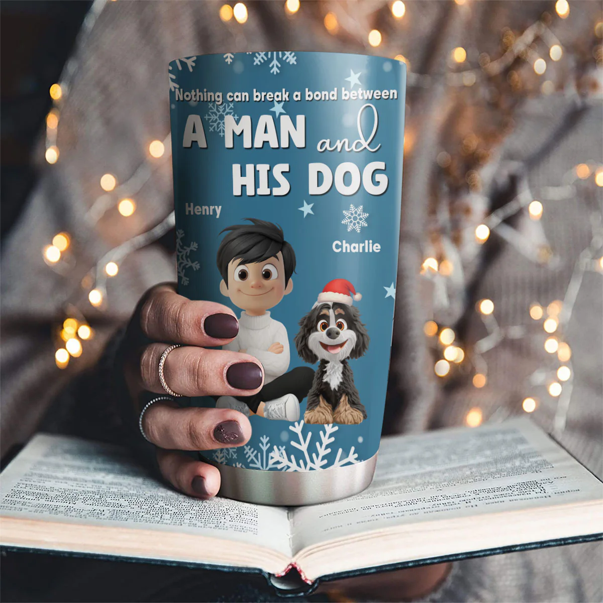 White Christmas Dad Ver - Personalized Custom Tumbler - Image 3