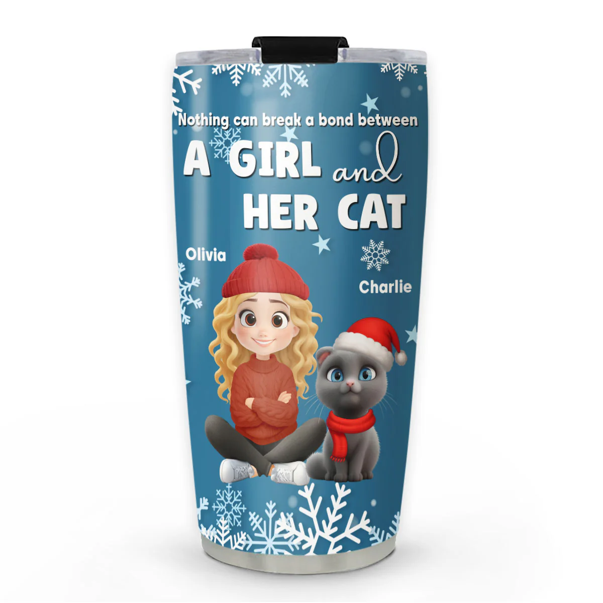 White Christmas With Cats - Personalized Custom Tumbler