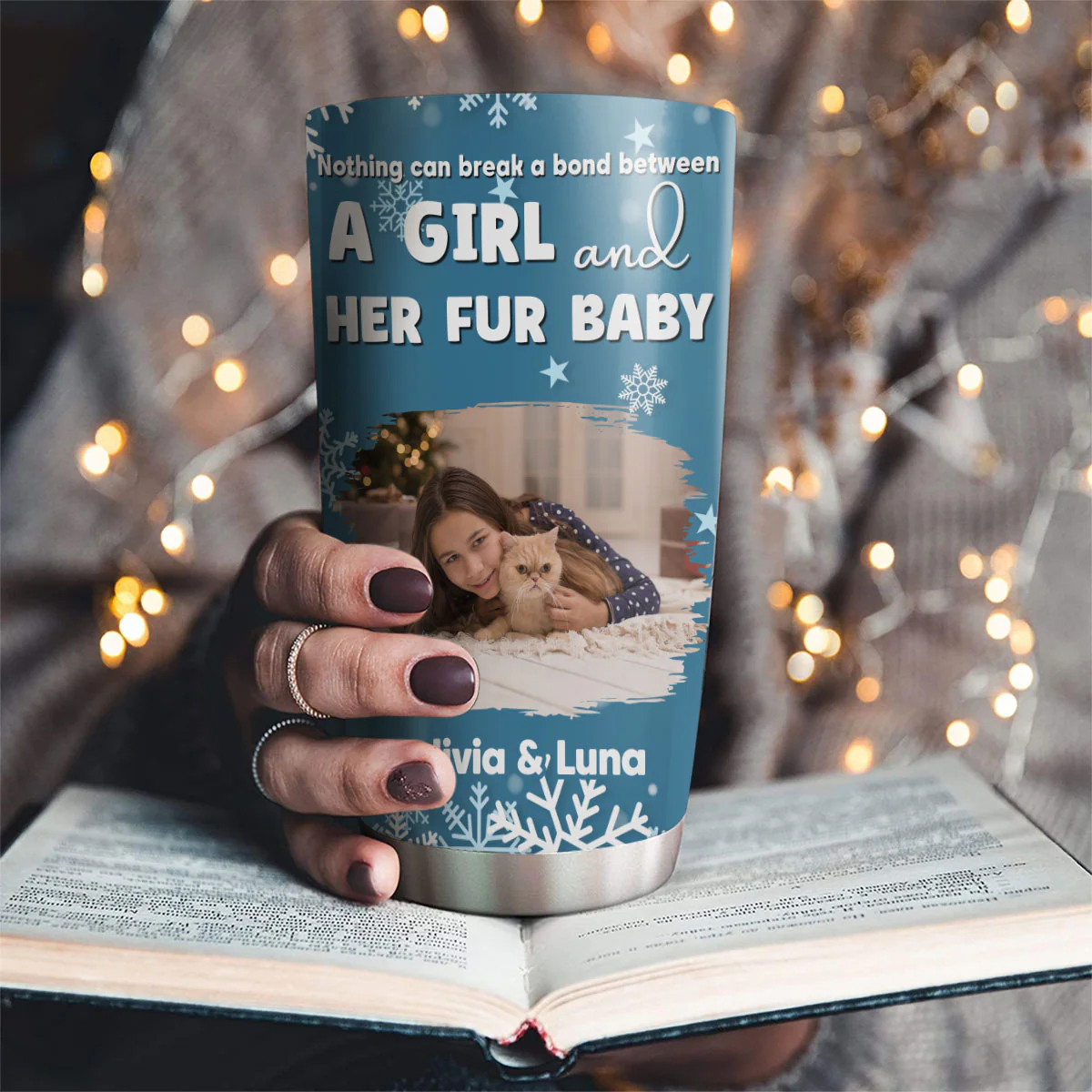White Christmas With Them Photo - Personalized Custom Tumbler - Image 4