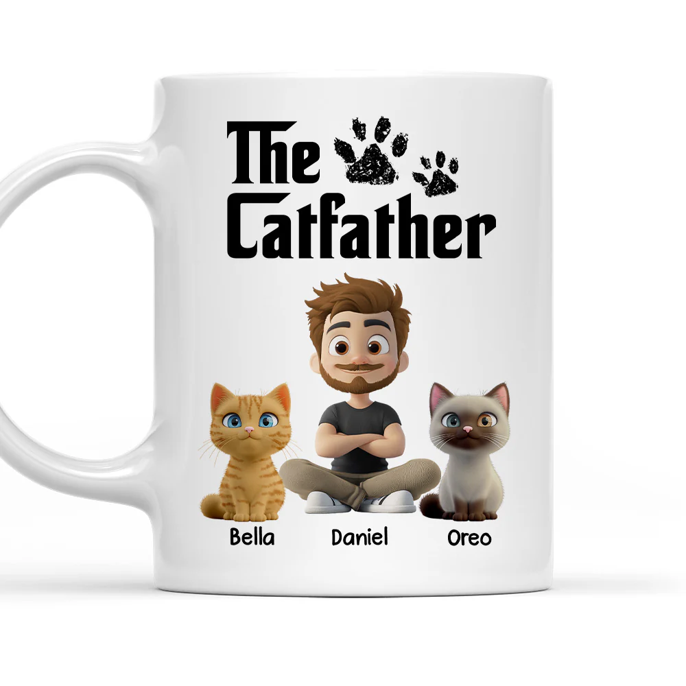 White Cool Cat Father - Personalized Custom Coffee Mug