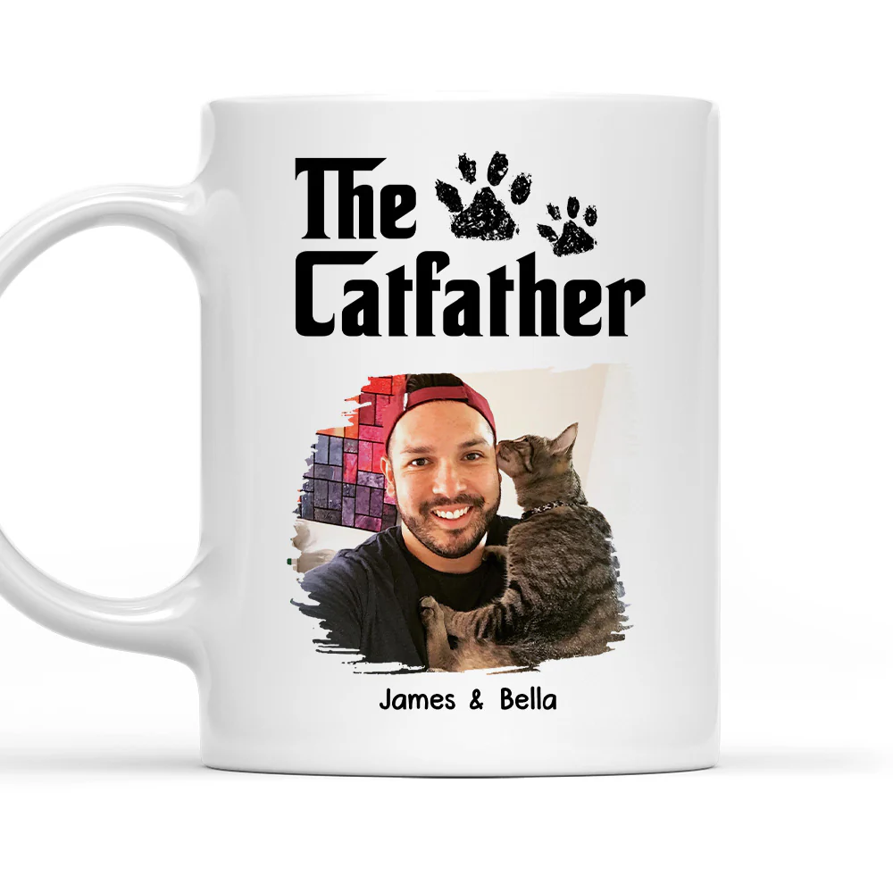 White Cool Cat Father Photo - Personalized Custom Coffee Mug