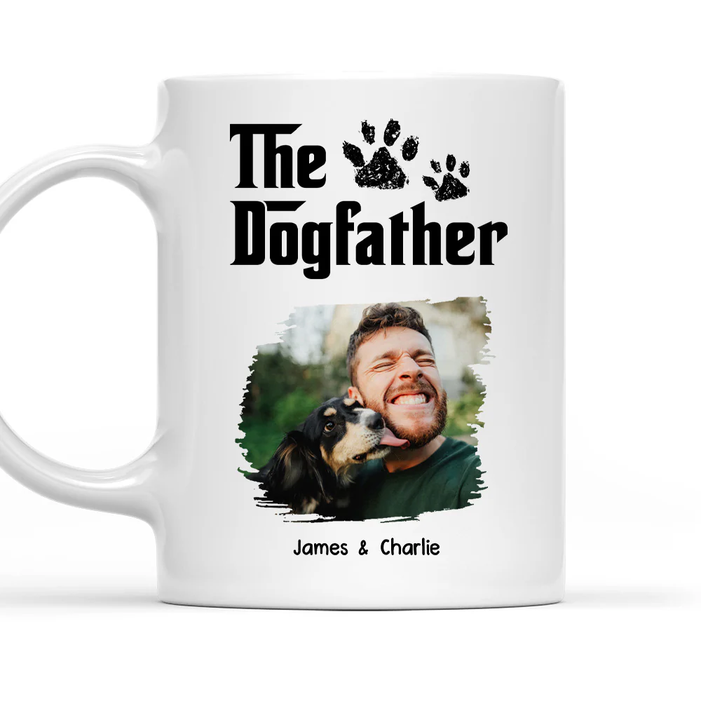 White Cool Dog Father Photo - Personalized Custom Coffee Mug - Image 2
