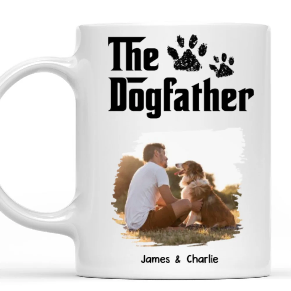 White Cool Dog Father Photo - Personalized Custom Coffee Mug - Image 6