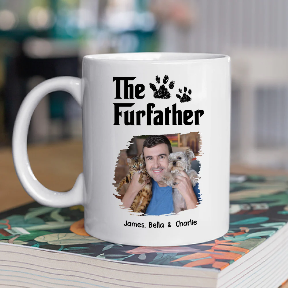 White Cool Pet Father Photo - Personalized Custom Coffee Mug - Image 2