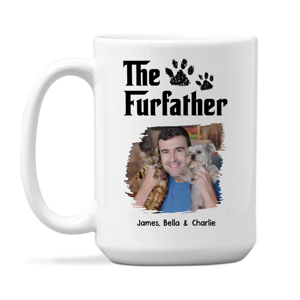 White Cool Pet Father Photo - Personalized Custom Coffee Mug - Image 3