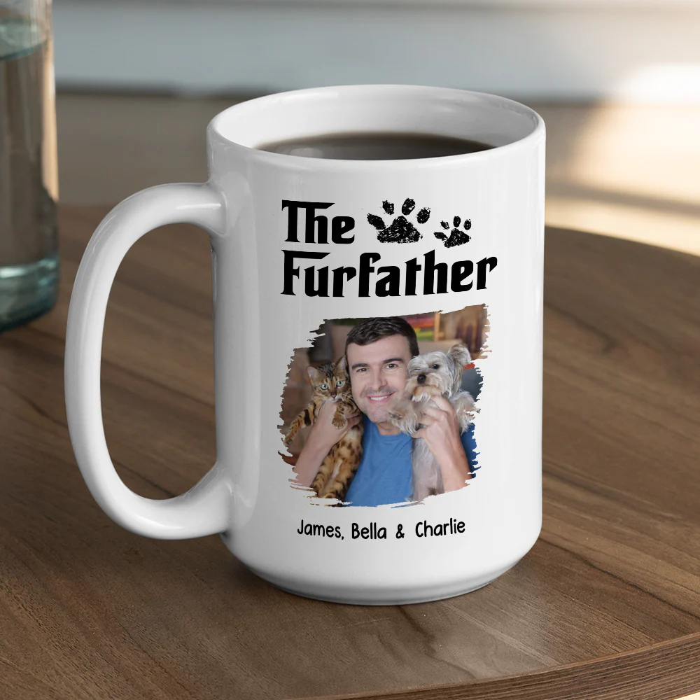White Cool Pet Father Photo - Personalized Custom Coffee Mug - Image 4