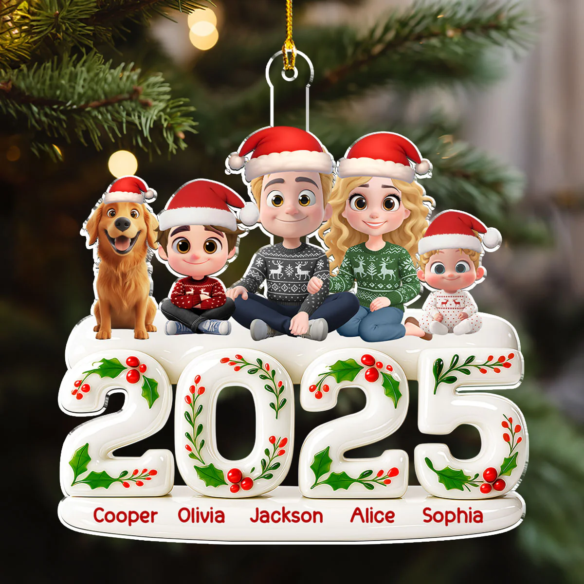 Whole Family Hunt Rewards - Personalized Custom 3D Effect Acrylic Ornament - Image 4