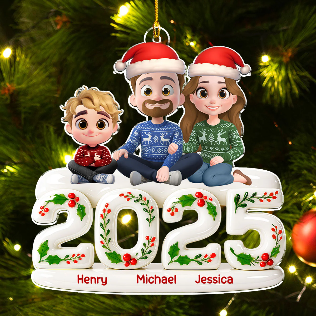 Whole Family Hunt Rewards - Personalized Custom 3D Effect Acrylic Ornament - Image 5