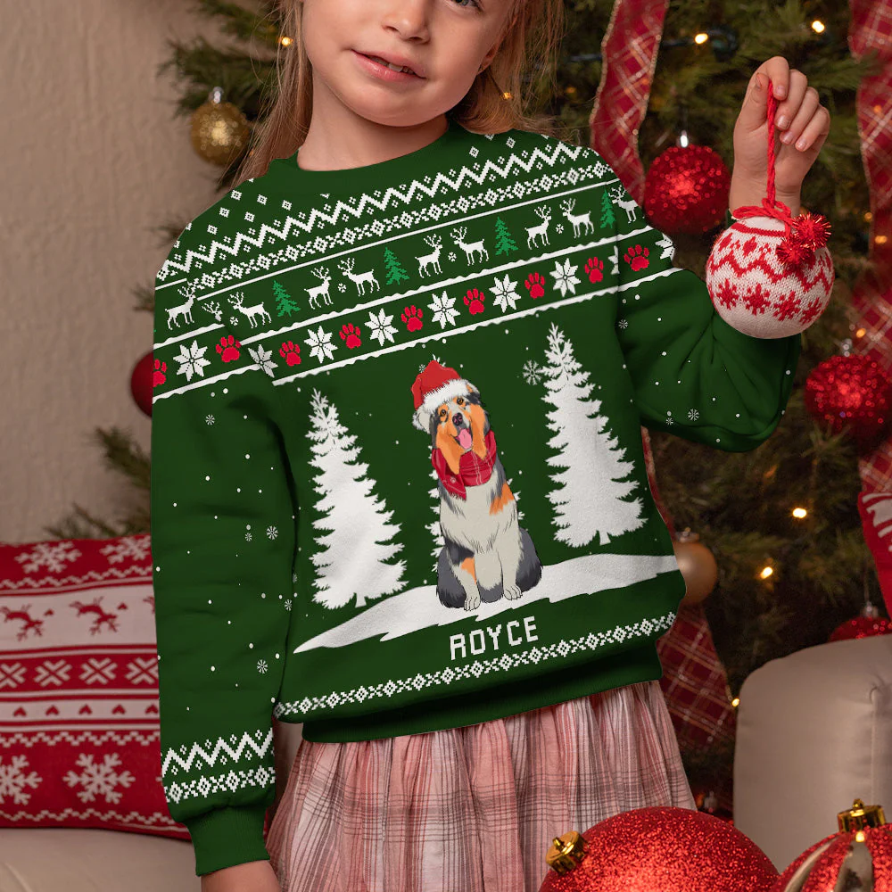 Winter Dog - Personalized Custom Kids All-Over-Print Sweatshirt - Image 5