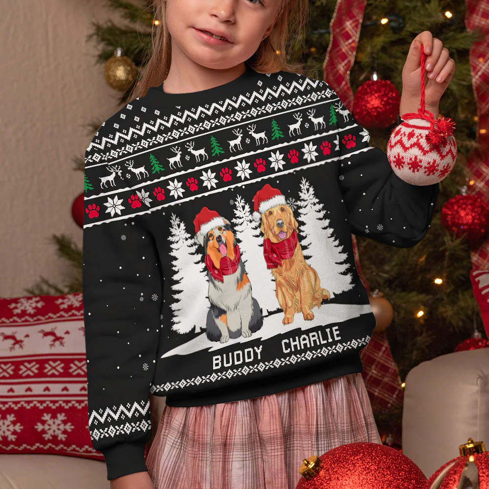 Winter Dog - Personalized Custom Kids All-Over-Print Sweatshirt - Image 6