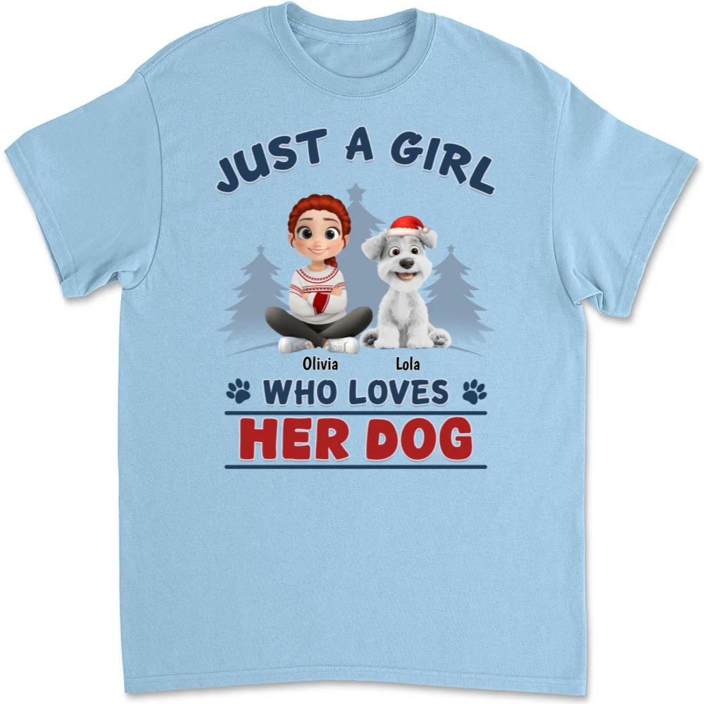 Winter Girl And Dog Christmas - Personalized Custom Unisex T-Shirt - Image 7